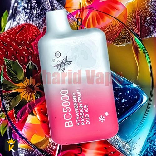 پاد یکبار مصرف پشن فروت توت فرنگی یخ الف بار <br><span>ELFBAR Strawberry Passion Fruit Duo Ice BC5000</span>